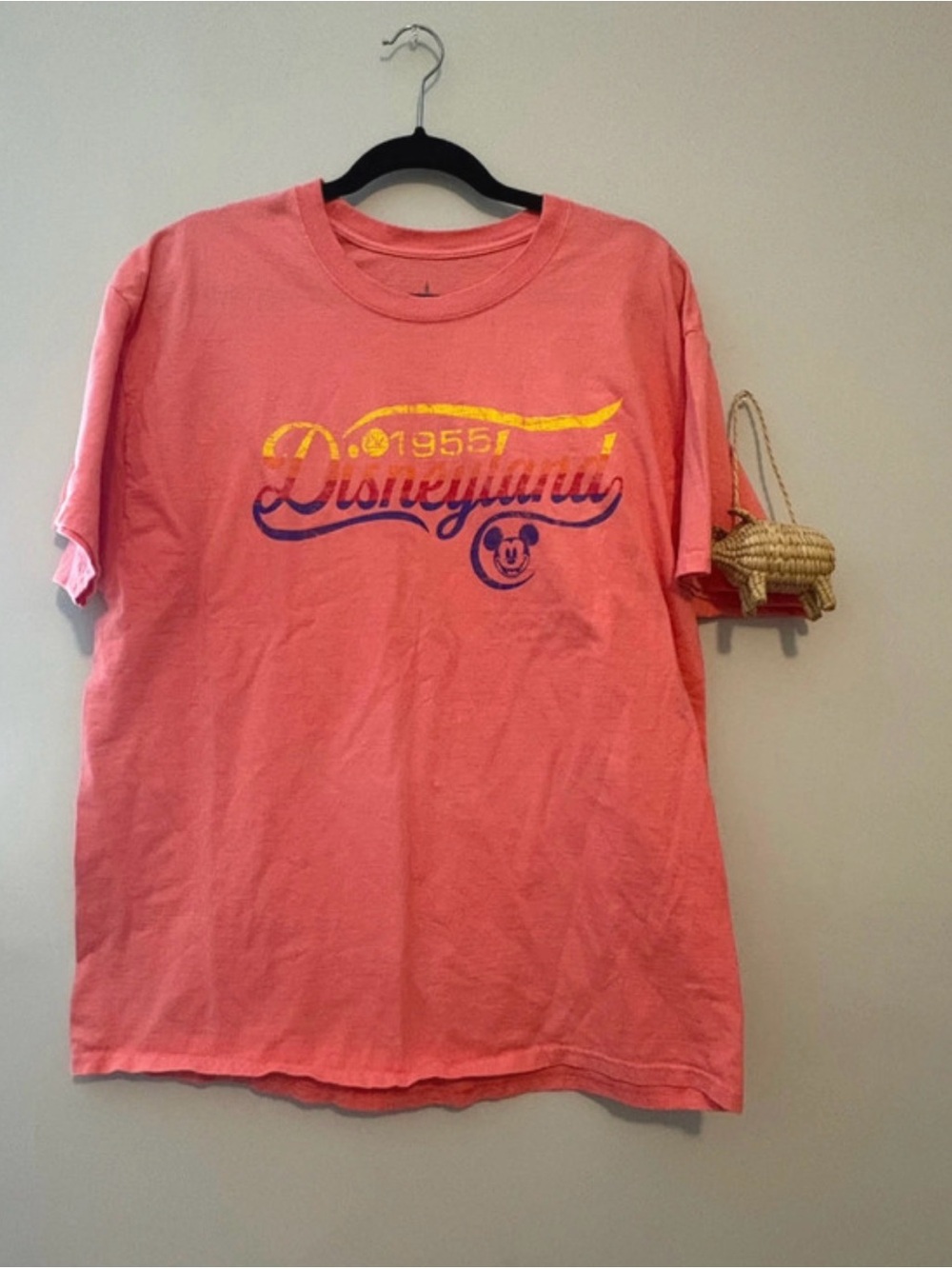 Disney Coral Pink Vintage Logo Tee - Men's Short Sleeve